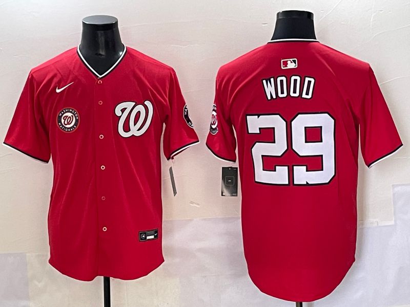 Men 2025 Washington Nationals #29 Wood Red Game Nike MLB Jersey style 6->washington nationals->MLB Jersey